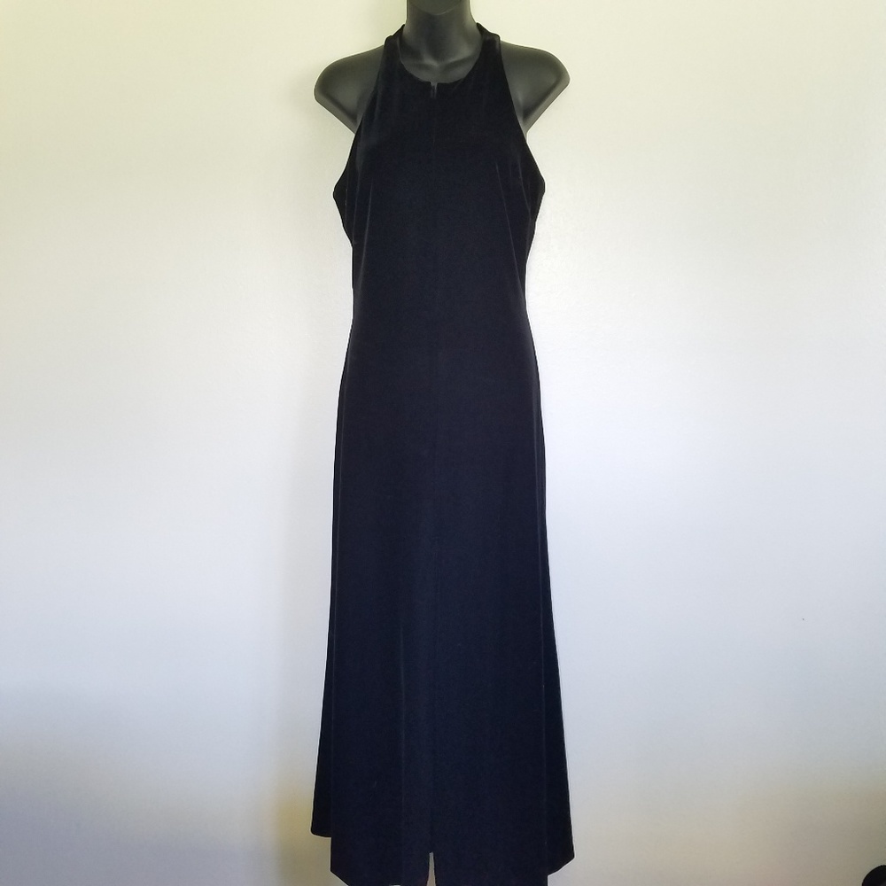 GORGEOUS BLACK VELVET JSC LONG PARTY DRESS FORMAL